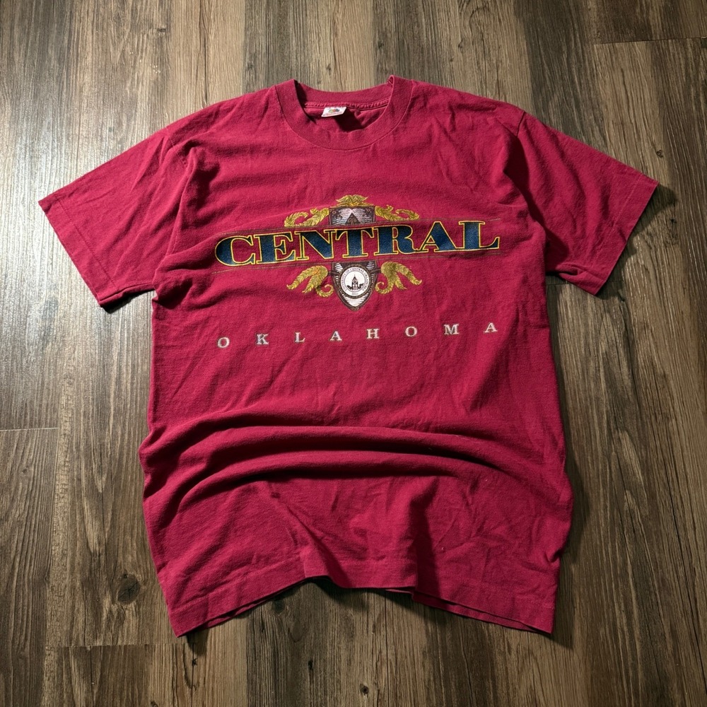 Vintage 90s University of Central Oklahoma T Shirt Mens Large Maroon Made in USA